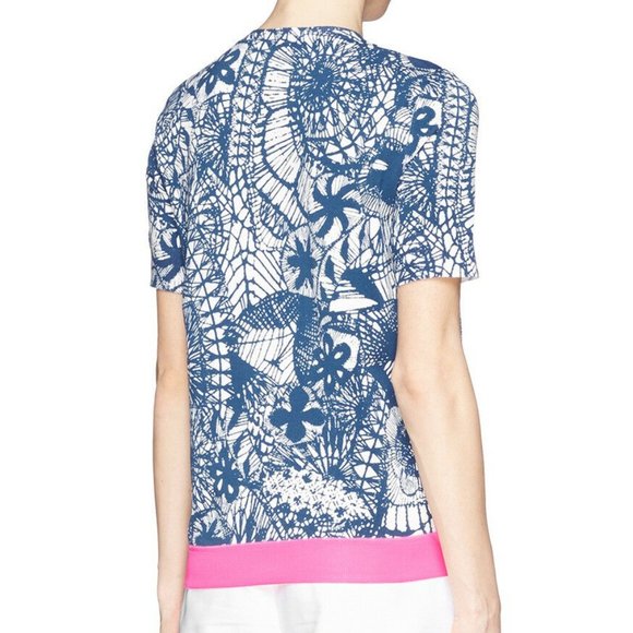 Tory Burch Women's Blue 'ariel' Baltic Sea Dream Catcher T-shirt Sweater Top - Picture 3 of 7